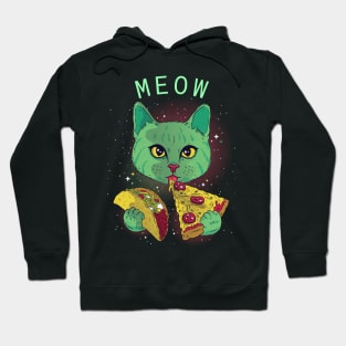 Cosmic Space Cat Eating Taco And Pizza Hoodie